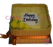 White Cigarillo (Yellow Flowers) Cake