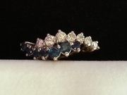 Diamond and Sapphire 9ct Gold Ring,  True quality 